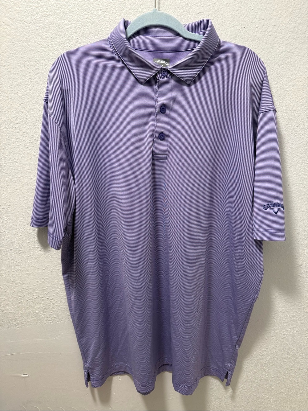Callaway Opti-Dri Men’s Lavender Micr-Stripe Short-Sleeve Performance Polo XL